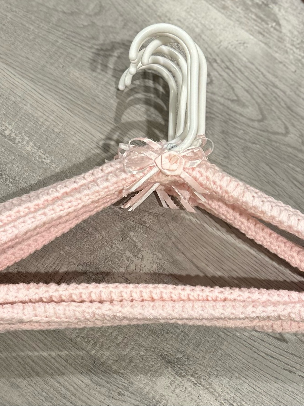 Set of 6 Pink Handmade Crochet Covered Clothes Hangers